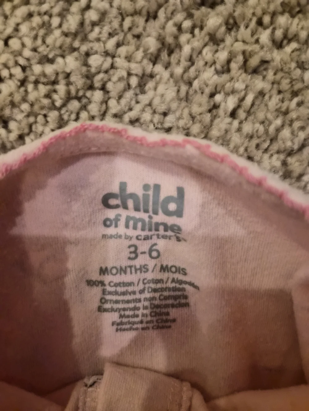 Girls Carter's Pink Elephant Snap-Front Footed One-Piece Onsie 3-6 Months